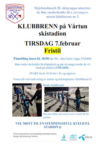 Klubrenn nr. 2 tirsdag 7.februar – fristil !